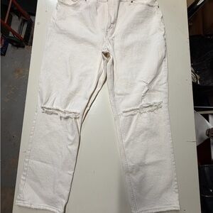 Abercrombie & Fitch Women's White Straight Leg Jeans